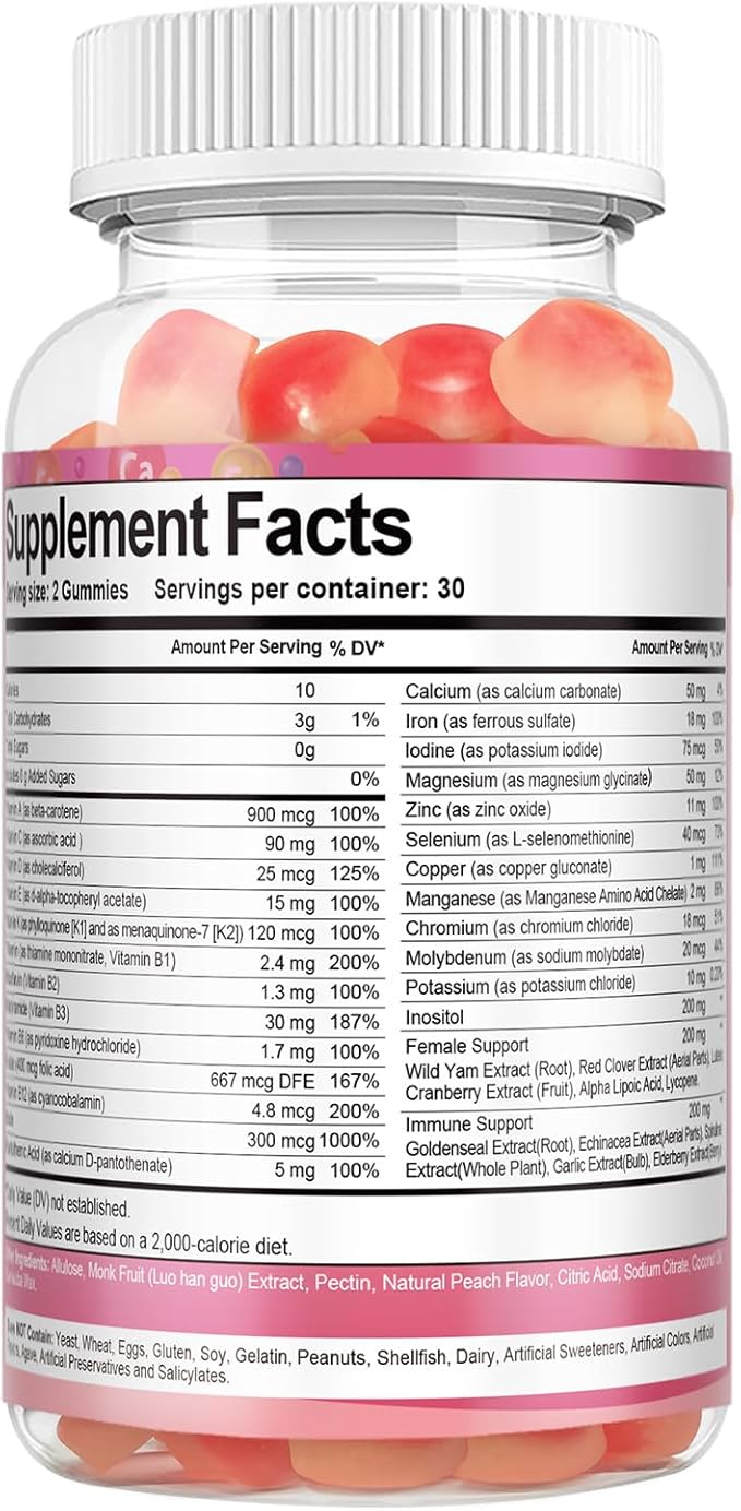 Totaria Sugar Free Calcium Magnesium Zinc Gummies for Women Men &amp Multivitamin Gummies for Women Bundle