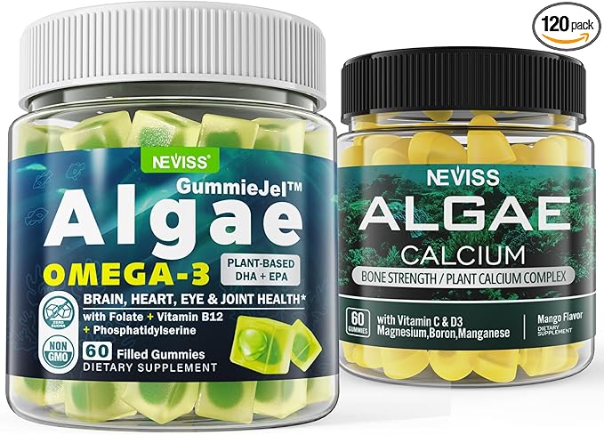 Algae Omega 3 Gummies + Marine Algae Calcium Gummies Bundle