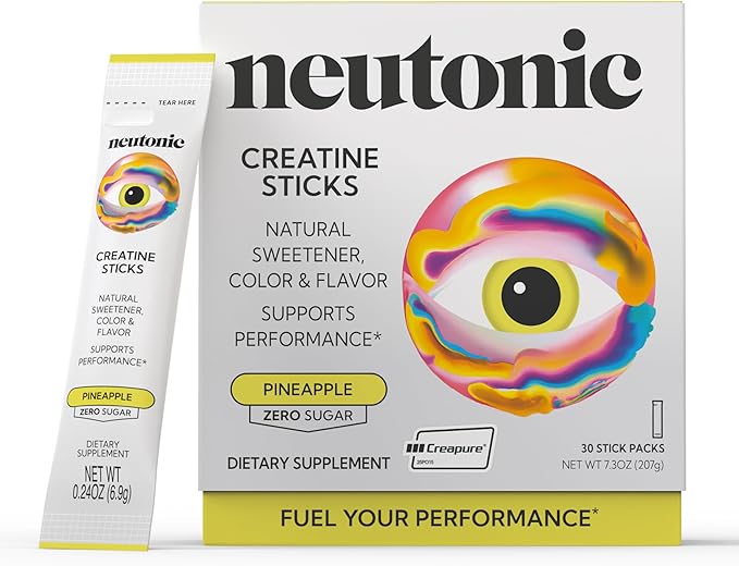 Neutonic Creatine Monohydrate | Pineapple Flavored | Premium Micronized Creapure Creatine Powder | Supports Strength and Power | Zero Sugar Vegan | Convenient Single-Serve Packets | 30 Sticks