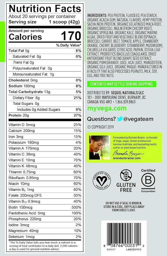 Vega One All-in-One Nutritional Shake Berry (20 Servings) - Plant Based Vegan Protein Powder Non Dairy Gluten Free Non GMO 30 Ounce (Pack of 1)