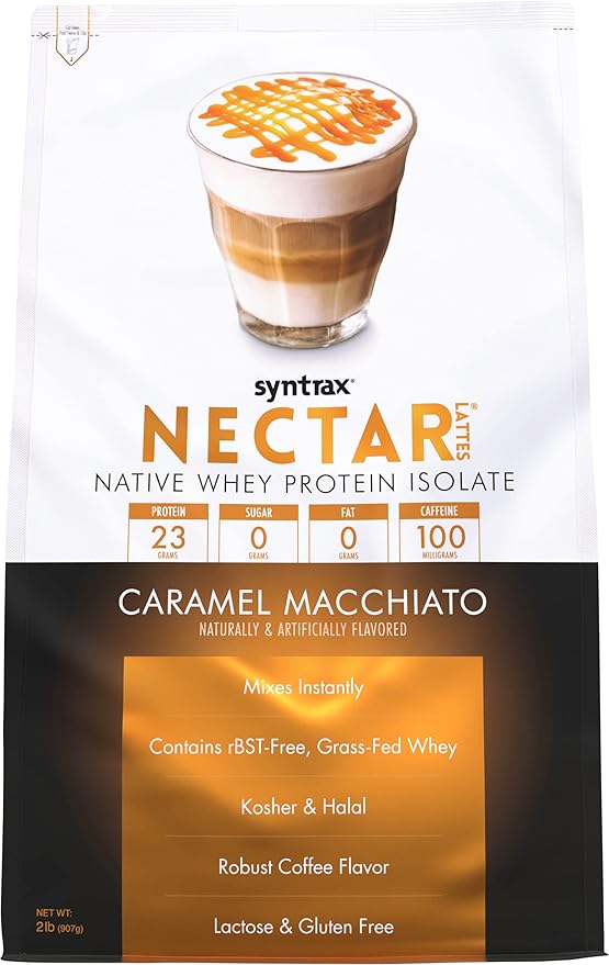 Syntrax Nutrition Nectar Lattes Whey Protein Isolate Caramel Macchiato 2 lb