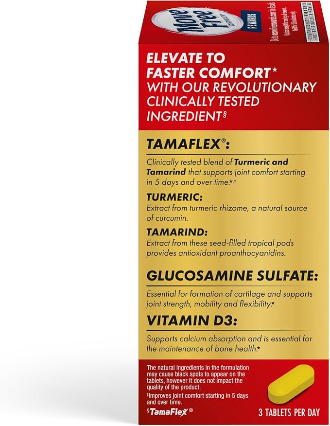 Move Free Advanced 5-Day Joint Support Supplement with Turmeric Curcumin &amp Tamarind (TamaFlex) Glucosamine &amp Vitamin D3 for Joint Health Bone Strength Cartilage and Knee Range of Motion. 9