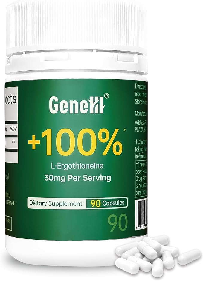 L-Ergothioneine Supplement 30mg(EGT)/Serving 6X Ergothioneine Mushroom Extract Supplements Longevity Immune Support Heart Health &amp Brain Supplement Lab Tested Made in USA (90 Servings)
