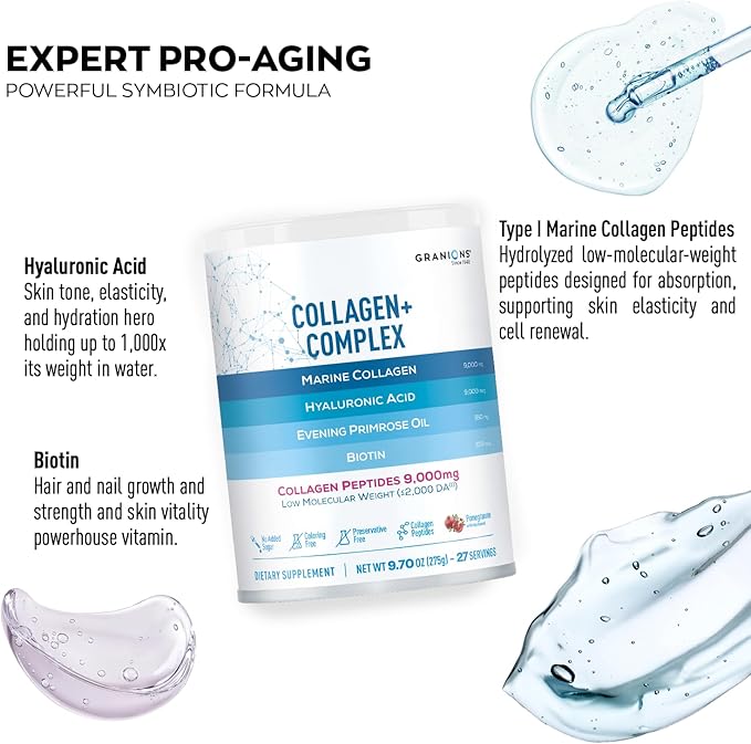 Granions Marine Collagen Pomegranate Powder and Collagen Hyaluronic Complex Beauty Bundle
