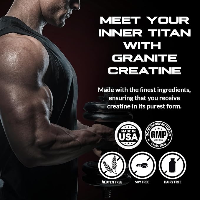 Granite Creatine Monohydrate Supports Strength Endurance &amp Muscle Recovery Creatine for Men &amp Women Soy-Free Dairy-Free Gluten-Free (80 Servings)