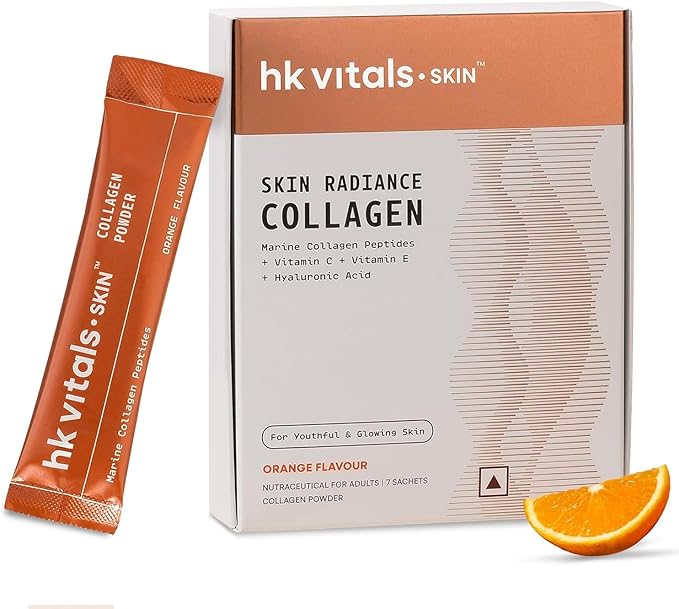 VIT_a_ls Skin Radiance Marine Collagen Supplement (Orange Pack of 7) | Vitamin C E Sodium Hyaluronate | for Healthy Skin Hair &amp Nails