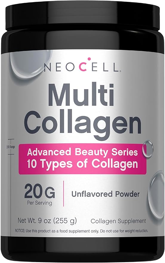 NeoCell Super Multi Collagen Peptides Powder | 9oz | 10 Types of Collagen | Skin Hair and Nails | Beauty Supplement | Unflavored Powder | For Women and Men