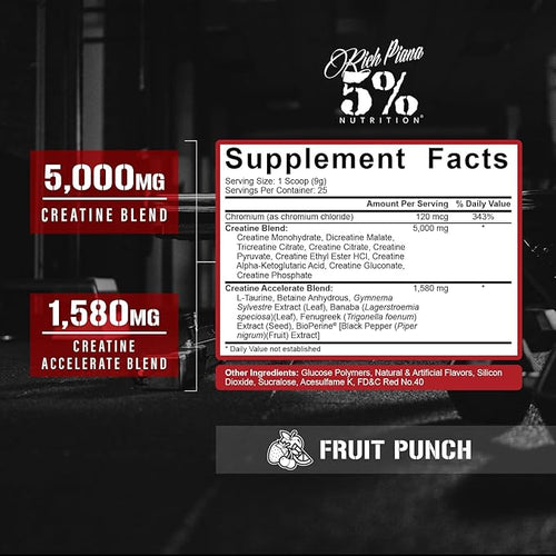 5% Nutrition CreaTEN Creatine Complex + Accelerators | Flavored Creatine Powder for Muscle Gain | Max Power Strength Endurance &amp Recovery (Fruit Punch)