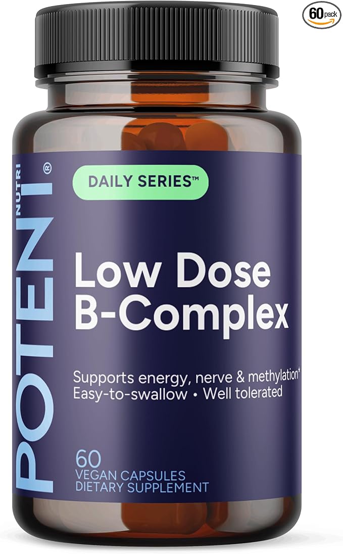 Low Dose B-Complex - 60 Capsules - Complete Daily Support - Well Tolerated Easy to Swallow - Supports Energy &amp Wellness