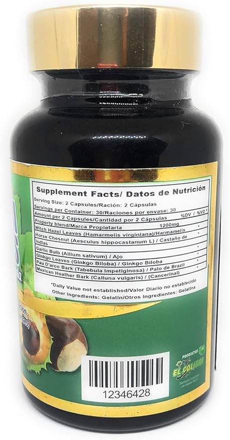 Castana de Indias 100% Reforzada Productos El Colibri - 90 Capsules 700 mg