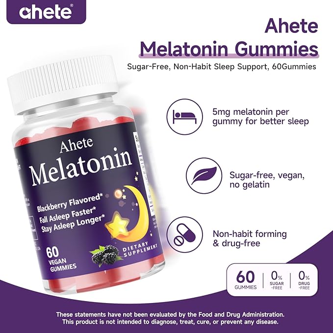 Melatonin 5mg Gummies for Adults Raspberry Flavor Sleep Aid Sugar-Free 180 Gummies 180 Days Supply