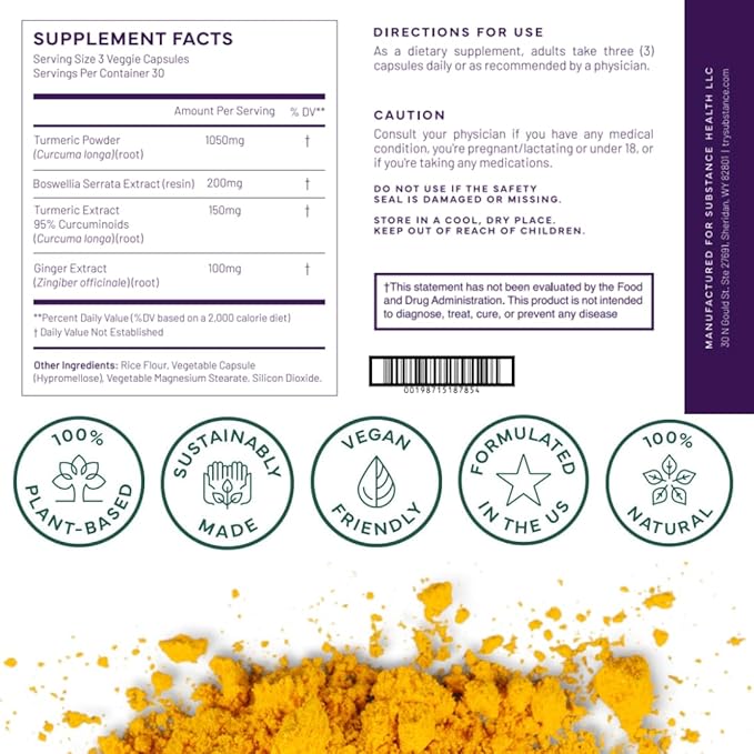 Nature’s Relief | Turmeric Supplement to Improve Body Muscle &amp Joint Aches | Pure Turmeric Curcumin Supplement Organic Boswellia &amp Ginger | Ease Discomfort &amp Increase Mobility | Non-GMO