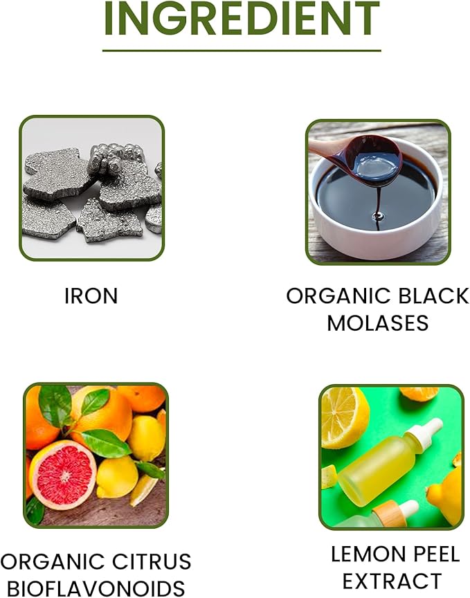 (Pack of 1) Green Organic Supplements' Iron 2000mg 90 Hand Made Vegan Non-GMO &amp Gluten Free Natural Iron Capsules