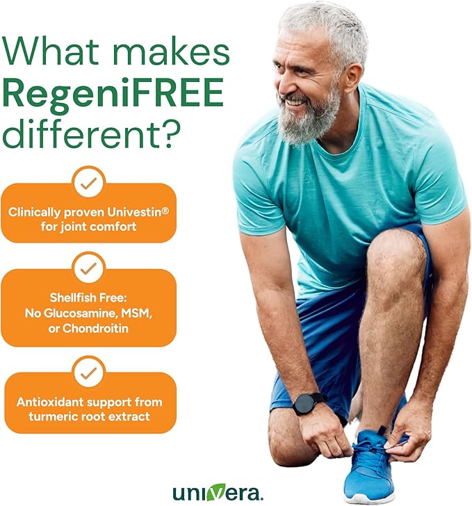 Univera RegeniFREE Turmeric Univestin No Glucosamine Shellfish Free All-Natural Joint Supplement Vegeterian Capsule 60 Capsules (30-Day Supply)