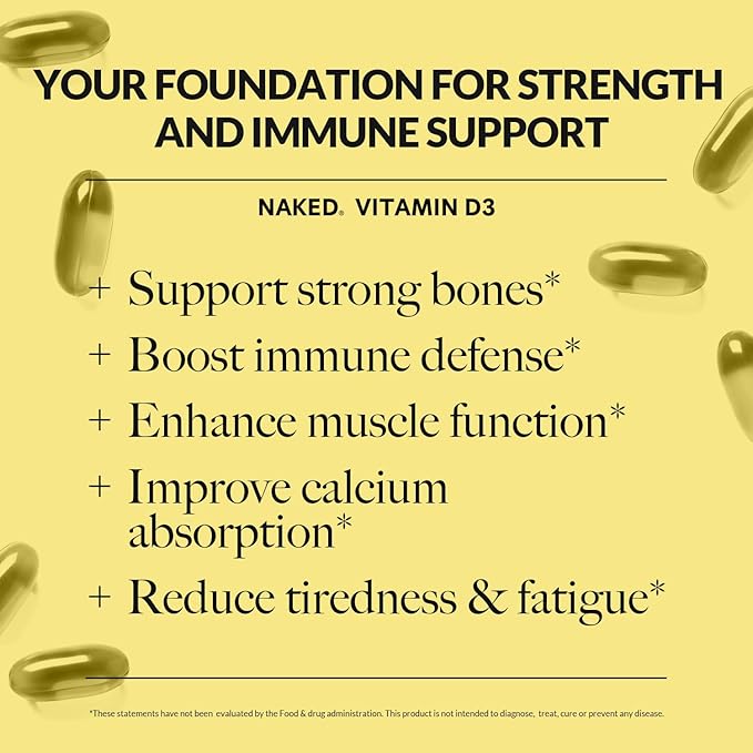 Naked Iron 65mg (60 Capsules) &amp Vitamin D3 5000 IU (200 Softgels) – Complete Energy Immunity &amp Bone Health Bundle Non-GMO &amp Gluten-Free