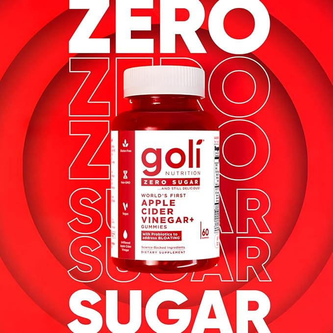 Goli Zero Sugar Apple Cider Vinegar Gummies 60 Count Each (3 Pack 180 Total) – ACV with Vitamin B12 &amp Probiotics No Sugar Alcohols Vegan Keto &amp Gluten Free