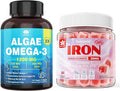 Vegan Iron Gummies &amp Plant-Based Algae Omega 3 1200mg Supplement