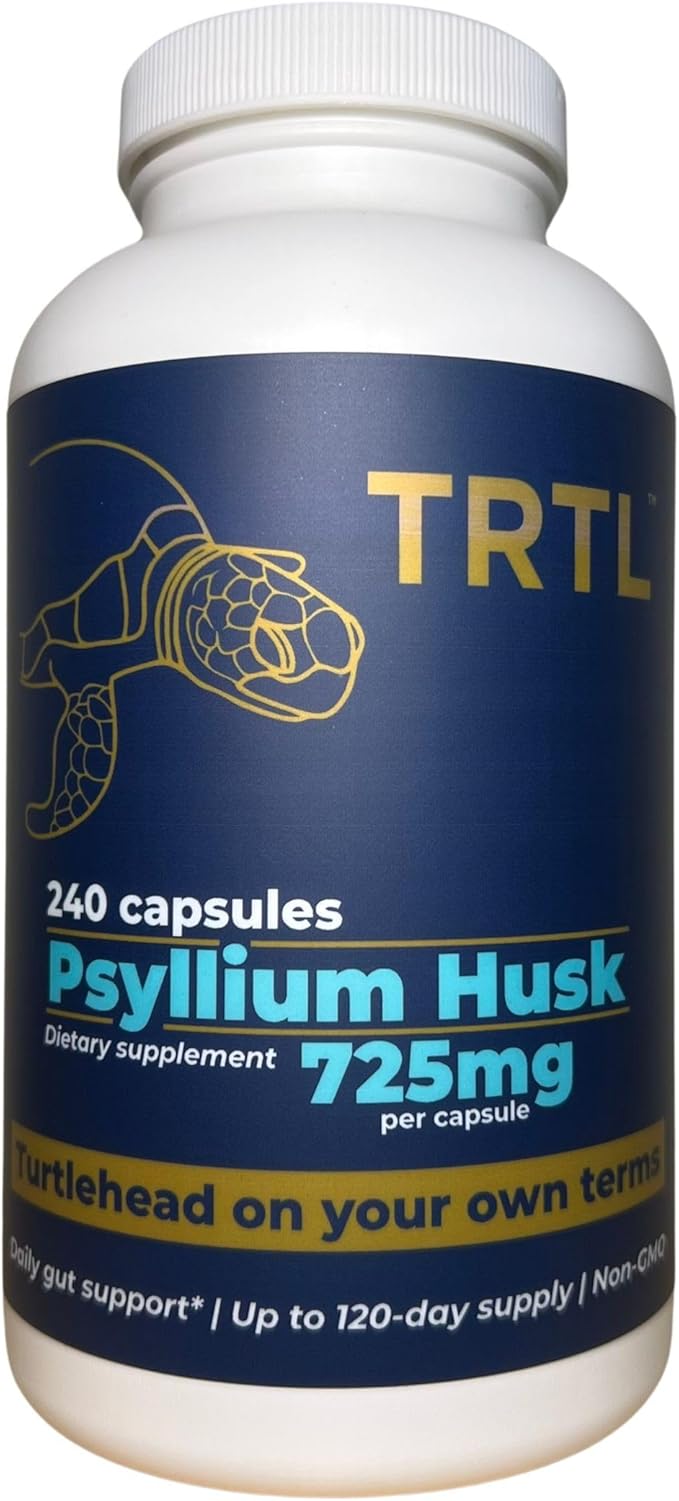 TRTL Psyllium Husk Capsules – 240ct | Fiber Supplement for Gut Health Support &amp Digestive Regularity | Packaged &amp Tested in USA Non-GMO | 2.2g Fiber per Serving