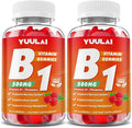 Pack of 2 Vitamin B1 Gummies 500mg for Adults &amp Kids Thiamine B1 Supplement with Magnesium Vitamin B1 Supplement for Nervous System Supports &amp Boost Energy Raspberry Flavor 120 Count