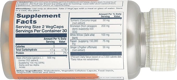 SOLARAY Ibuactin - Turmeric and Ginger Supplement for Men and Women Body Comfort Supplement Turmeric &amp Ginger Capsules - 60 Count VegCaps