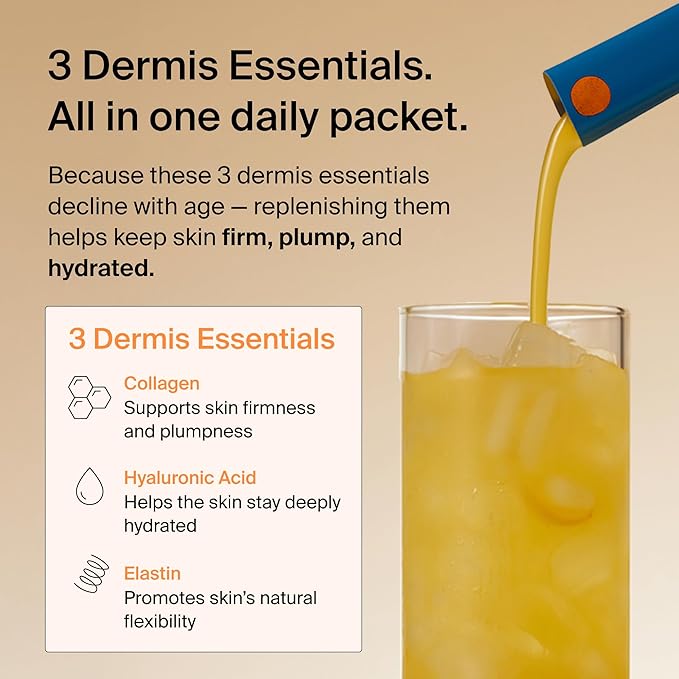 Ownist Triple Collagen Liquid Packets On-The-Go - Peptides with Hydrolyzed Marine Collagen Elastin Hyaluronic Acid and Vitamin for Healthy Skin - Orange Flavor - 84 Individual Stick Packs (6 Boxes)