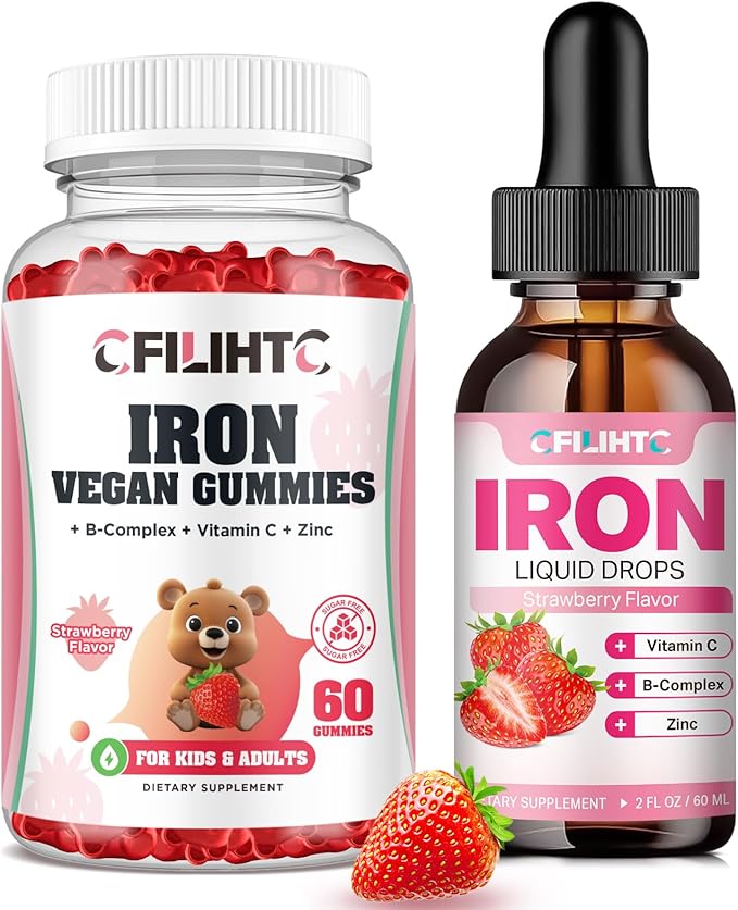 Liquid Iron Supplement for Women &amp Men Iron Gummies for Kids &amp Adults