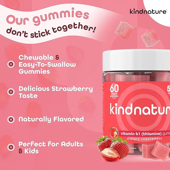 KINDNATURE Power Duo: Magnesium &amp Vitamin B1 Gummies Bundle – Enhanced Energy &amp Nerve Support Delicious &amp Chewable