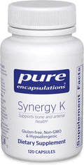 Pure Encapsulations Synergy K - with Vitamin K1 K2 &amp D3 - Supports Bones Blood Vessels Vascular Elasticity &amp Calcium Utilization* - Includes Cholecalciferol - Gluten Free &amp Non-GMO - 12