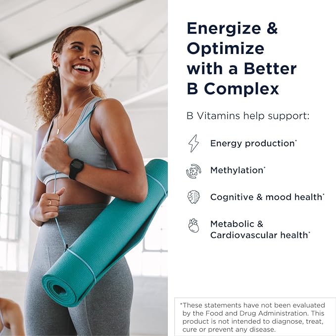 Designs for Health Methylated Vitamin B Complex - Vitamin B Supplements with B12 Vitamins B1 B3 Niacin B6 Folate &amp Biotin - Supports Metabolic and Heart Health Mood &amp Energy* (120 Capsul