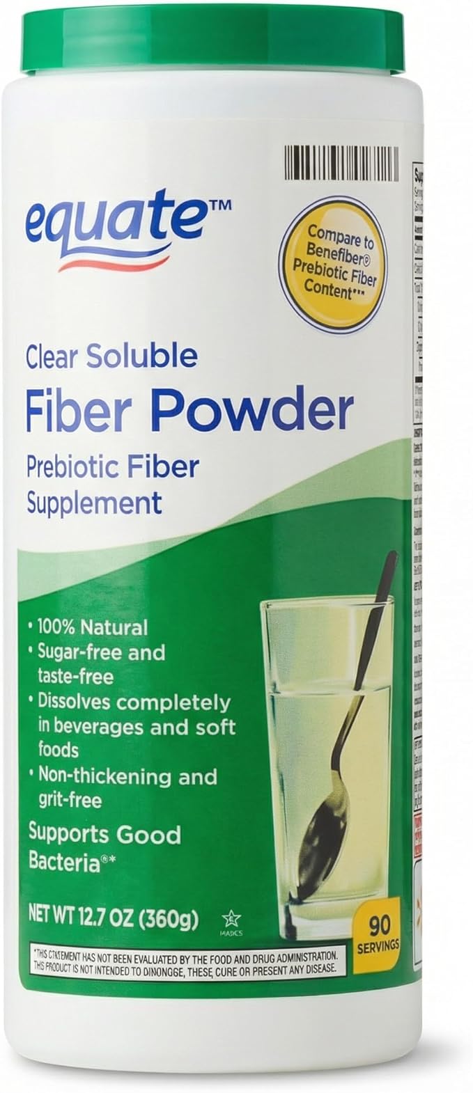 Clear Soluble Fiber Powder Prebiotic Formula Unflavored Sugar Free Easy Mix Daily Powder 12.7 oz
