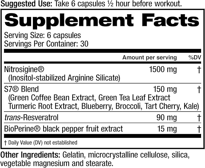 Juvenon BloodFlow-7 XXXL Nitric Oxide Supplements for Men &amp Women - More Powerful Longer Lasting Natural Nitric Oxide Booster with Nitrosigine® + S7® - Blood Flow &amp Circulation Support (1-Pac