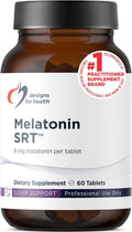 Designs for Health Time Release Melatonin SRT - Melatonin Supplement for Sleep - Sleep Supplement for Adults 6mg Per Tablet - Vegan + Non-GMO (60 Tablets)