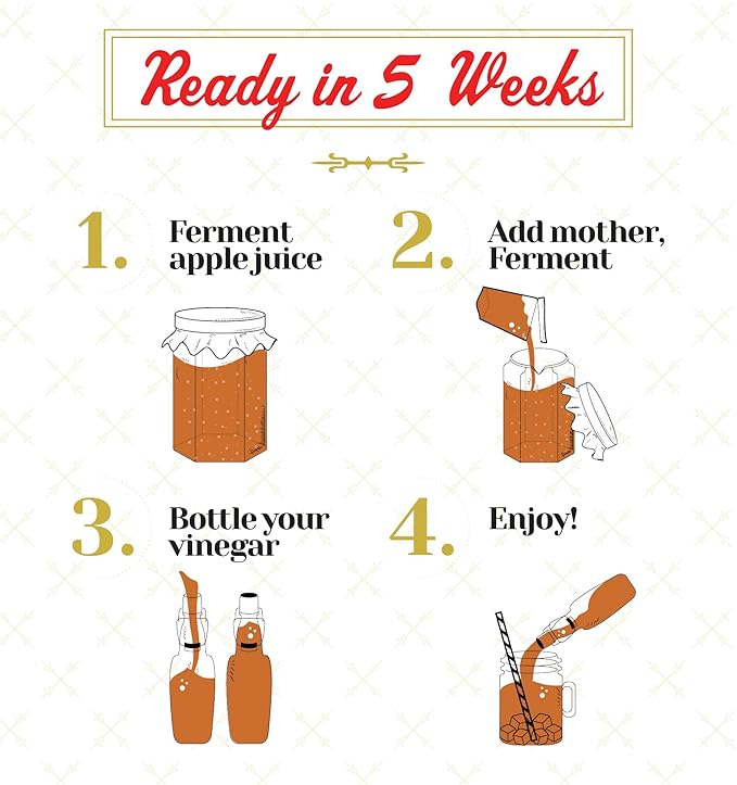 Craft A Brew - Apple Cider Vinegar Kit - With Apple Cider Vinegar Mother - Ingredients for Home Fermentation - Vinegar Making Supplies - Yields 1 Gallon
