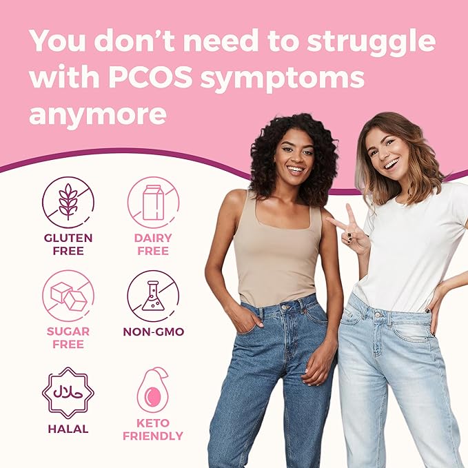 VITA-PCOS AndroBlocker Balance Supplement for Women - Stinging Nettle Capsules with Zinc &amp Inositol for Unwanted Facial Hair &amp Healthy Period - Saw Palmetto for Women Energy &amp Vitality - 6