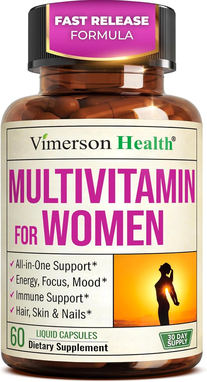 Multivitamin for Women with Vitamins and Minerals for Energy Focus and Immune Health – Premium Daily Womens Multivitamins &amp Multiminerals – 60 Liquid Capsules