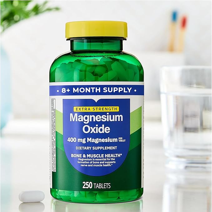 Magnesium Oxide 400mg Supplement for Bone Muscle &amp Heart Health – Extra Strength Magnesium Tablets – 250 Count 8+ Month Supply + Better Idea Sticker with Full Guide Access