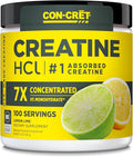 CON-CRET Creatine HCl Powder | Muscle Cognitive Cellular Energy Support | No Bloating or Cramps | USA Made &amp NSF Certified | Lemon Lime (100 Serving)
