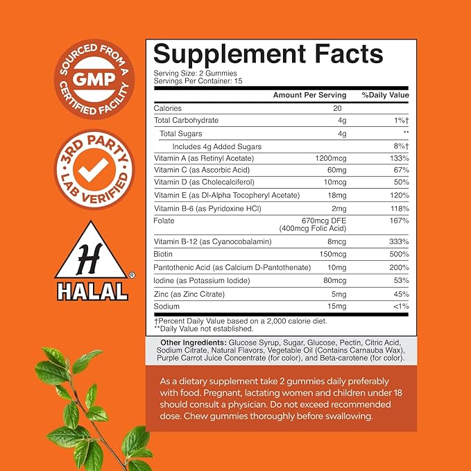 Bundle of Potent Daily Multivitamin Gummies - Wellness Blend of Vitamin D A C E B12 Zinc &amp Biotin for Energy &amp Immunity and Vitamin D3 Gummies with D3 2000IU per Serving Bone Muscle &amp Immu