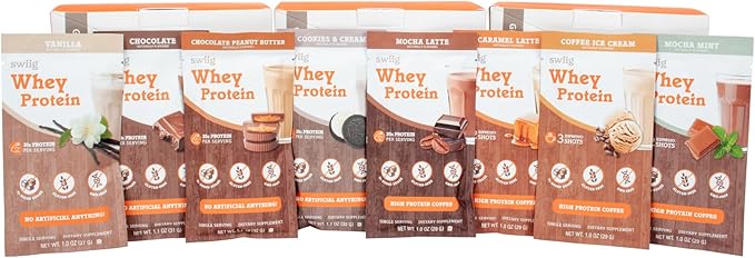 swiig Single Serve Whey Coffee Mocha Mint 10pk – Premium Daily Whey Protein 20g Gluten Free GMO Free No Fillers No Artificial Flavors