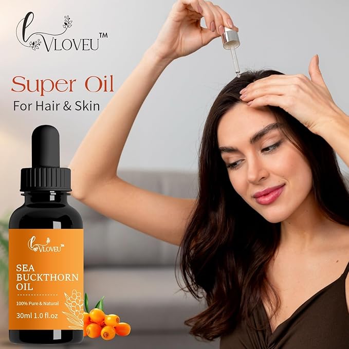 Seabuckthorn Oil 30 Ml | Omega 3 6 7 and 9 Fatty Acids Supplement for Face and Hair | Helps Moisturize The Skin | Supports Collagen | Cold Press Sea Buckthorn Pulp Oil for Smooth and Glowing Skin