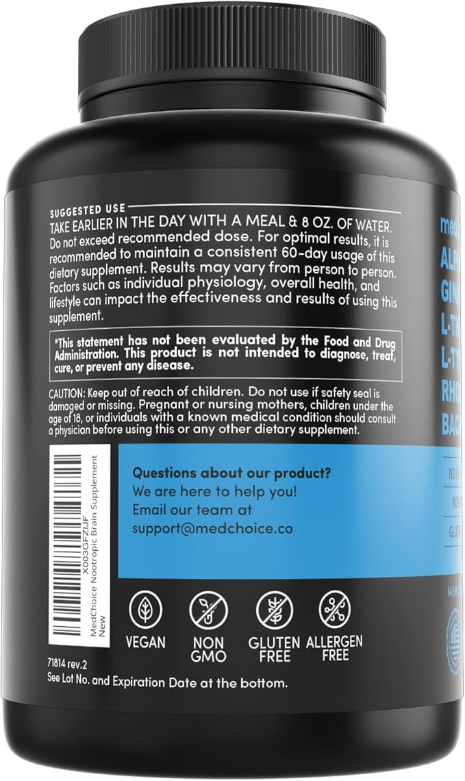 MEDCHOICE Sleep Melatonin (90ct) and Nootropic Brain (120ct) Supplement Bundle - Wellness Duo for Sleep Brain Focus &amp Mood Support - Vegan Non-GMO Gluten-Free