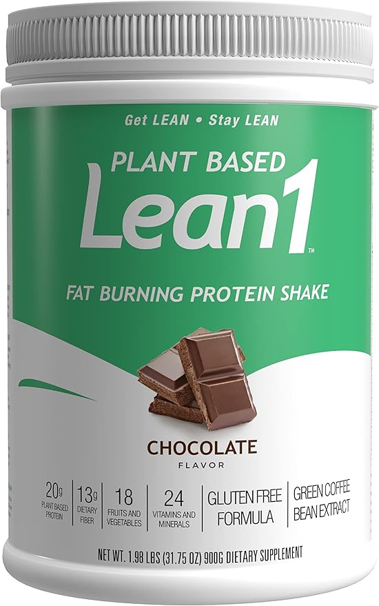Lean1 Plant-Based Meal Replacement Protein Powder Chocolate Flavor 15-Serving Tub