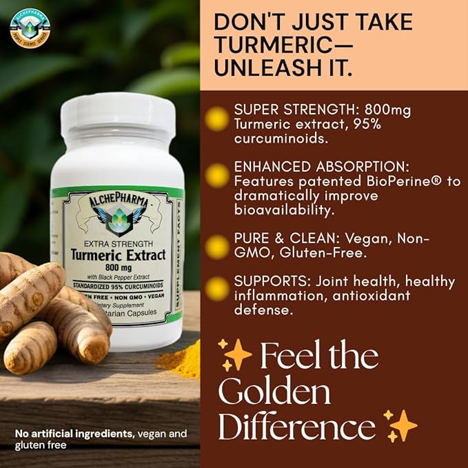 Extra Strength Turmeric 800 mg w/BioPerine (60 Veg Caps)