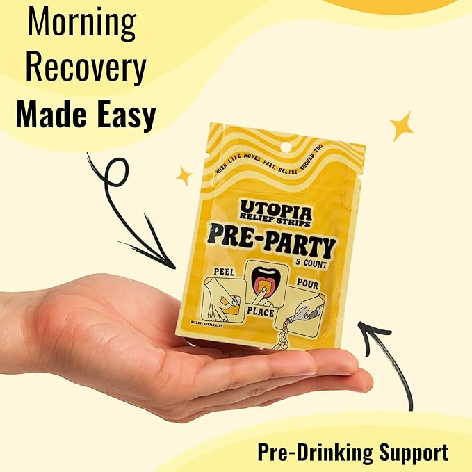 Pre Party Strips Before Beverage Supplement for Morning Support Travel Size - Fast-Acting Natural Orange Flavored Turmeric Curcumin 20 mg (30 Count)