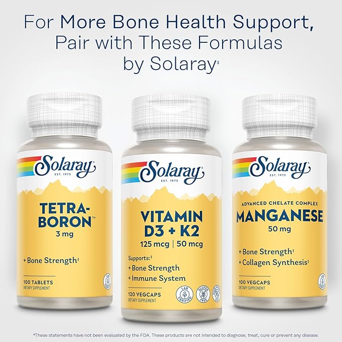 SOLARAY Vitamin D3 K2 - Bone Health and Immune Support Supplement - With 5000 IU Vitamin D as Vit D3 and 50 mcg Vitamin K2 as Menoquinone MK7 Made Without Soy 60-Day Guarantee 120 Serv 120 VegCaps
