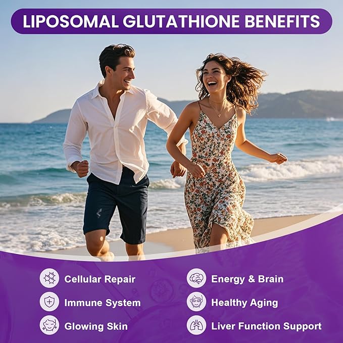 Liposomal Glutathione Supplement – 500mg Glutathione with PQQ CoQ10 &amp Vitamin C – High Absorption Antioxidant for Immune &amp Energy Support – Grape Flavor 30 Pouch