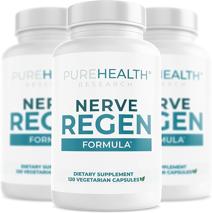 PUREHEALTH RESEARCH Nerve Regen Formula - Nerve Renew for Numbness Tingling and Burning with R Alpha Lipoic Acid Benfotiamine 300mg &amp Passion Flower Extract - Ala Nerve Support Supplement 3 Bot