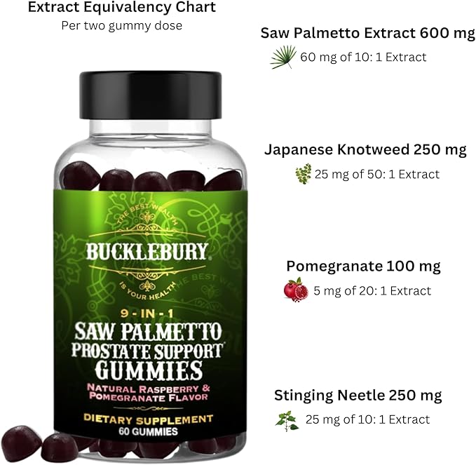 Sugar-Free Milk Thistle Gummies with Blueberry Flavor + Saw Palmetto 9-in-1 Gummies with Raspberry &amp Pomegranate – Vegan Non-GMO Supplement Bundle