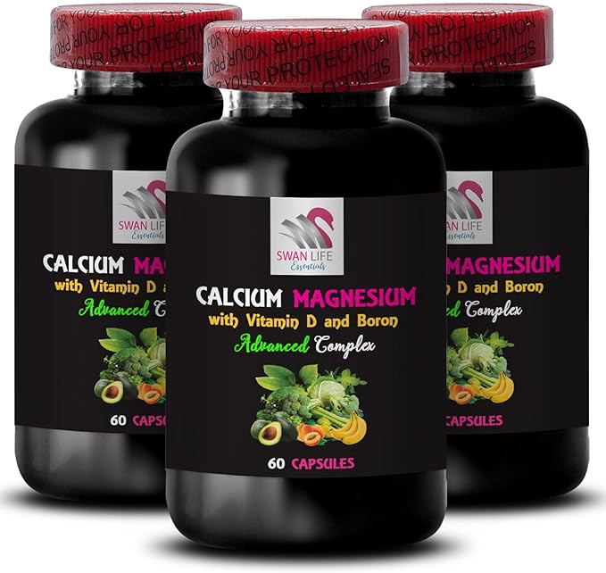 Calcium Magnesium Supplement - Men’s Calcium Magnesium Complex Balanced Minerals Vitamin D Supplement D3 Vitamin Vitamin D Boost Natural Supplements for Men Phosphorus Combo 2Bot
