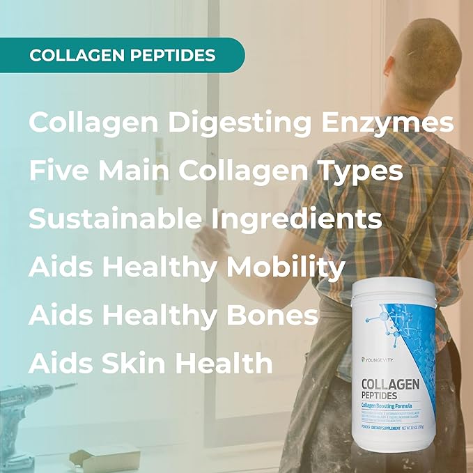 Youngevity Multi-Collagen Peptides Powder with Fulvic Powder – Hydrolyzed Grass-Fed Marine Chicken &amp Eggshell Membrane Collagen – Hair Skin Nails Bone Bone Support – I II III V X – 11.4